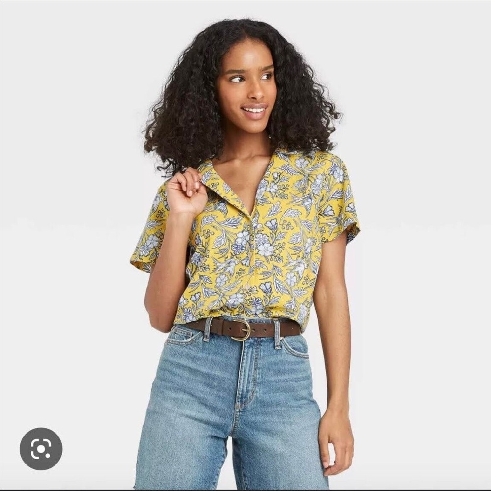 Linen button down blouse